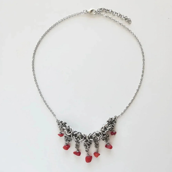 Vintage gothic vampire chandelier with red crystals chunky statement necklace - Picture 5 of 6